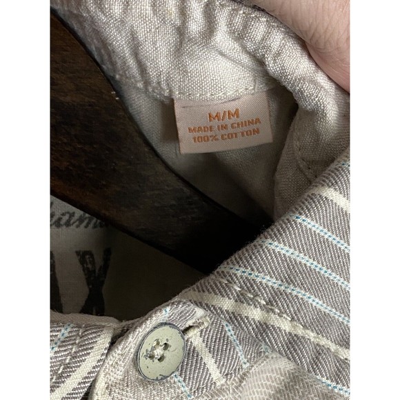 TOMMY BAHAMA RELAX Mens Beige Striped Button Up Long Sleeve Shirt Size M Island - Picture 7 of 12